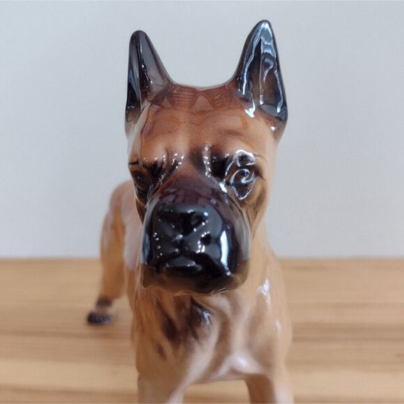 Vintage Large Ceramic Boxer Dog Figurine Brown Glazed Standing 8" - Picture 6 of 8